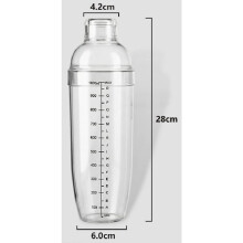 (1000ml)Shaker per cocktail in plastica agitatore per bevande a mano con bilancia e colino superiore shaker a tazza trasparente