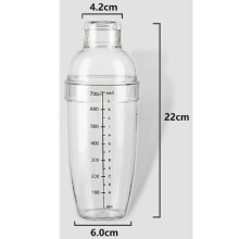(700ml)Shaker per cocktail in plastica agitatore per bevande a mano con bilancia e colino superiore shaker a tazza trasparente