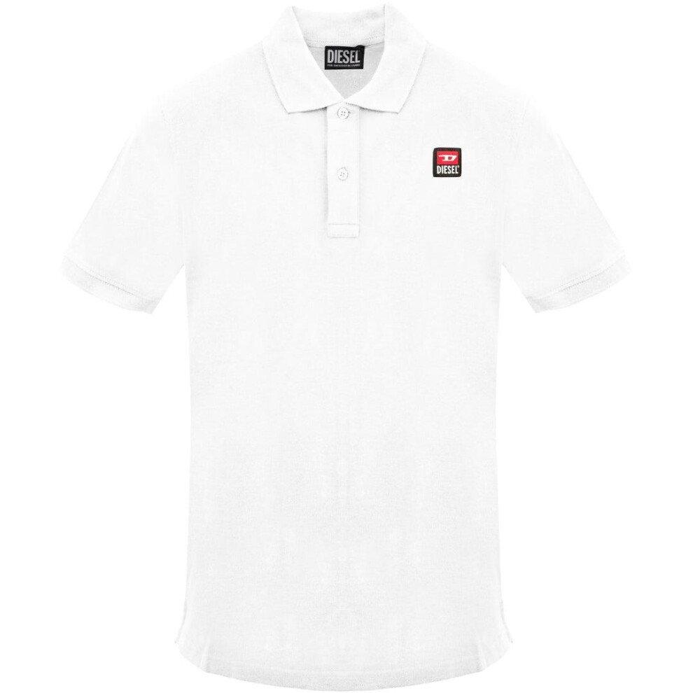 Diesel (L, Off ) Mens Small Logo Polo Shirt White