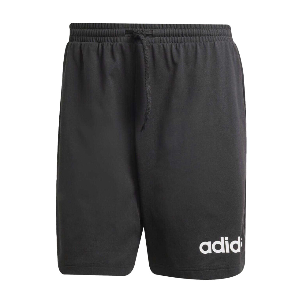 Adidas (S S, /White) Mens Essentials Linear Single Jersey Shorts Black
