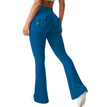 Women's Cargo Pants High Waist Fashion Flared-Lake blue XXL