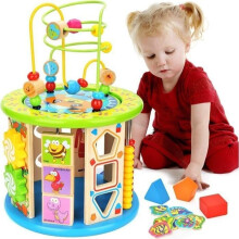 10-in-1 multifunctionele houten activiteitenkubus, interactief educatief speelgoedcadeau voor jonge kinderen.