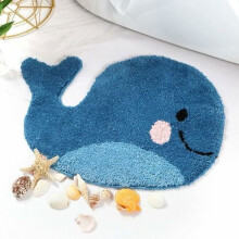 Blauwe badkamermat - Antislip mat in de vorm van een walvis, absorberende en wasbare microvezel vloermat