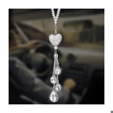 Hartvormige hangende accessoires met strass-steentjes voor de achteruitkijkspiegel van de auto - Gelukshanger decoratie voor het interieur