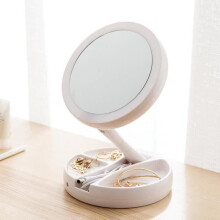 Miroir de maquillage grossissant LED double face Spaire 10X, pliable, pour cosmétiques et soins de la peau, avec câble de données américain