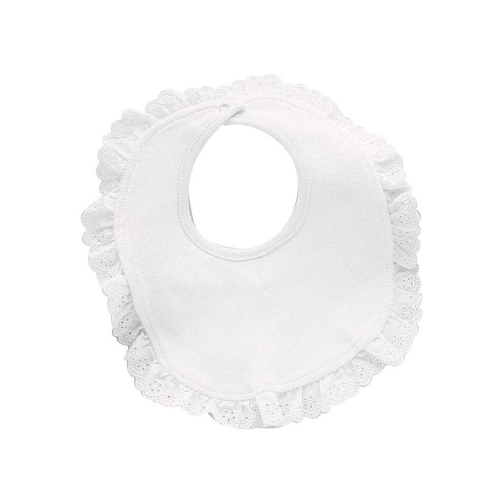 Aihontai Baby Bib, Cotton Lace, Waterproof, Toddler, Round Drool Towel, White