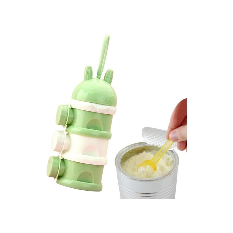 Formula Dispenser, 3-Layer Box Portable Powdered Milk Container Spill-Proof For Outdoor Use, Green Aihontai