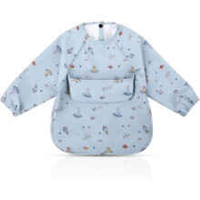 Bavoir imperméable à manches longues pour bébés de 6 à 12 mois (Bleu)