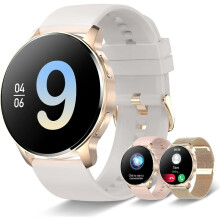 (Golden) Smart Watch for Women Fitness Tracker for Android and iOS Phones Waterproof Smartwatch with 1.32" HD Full