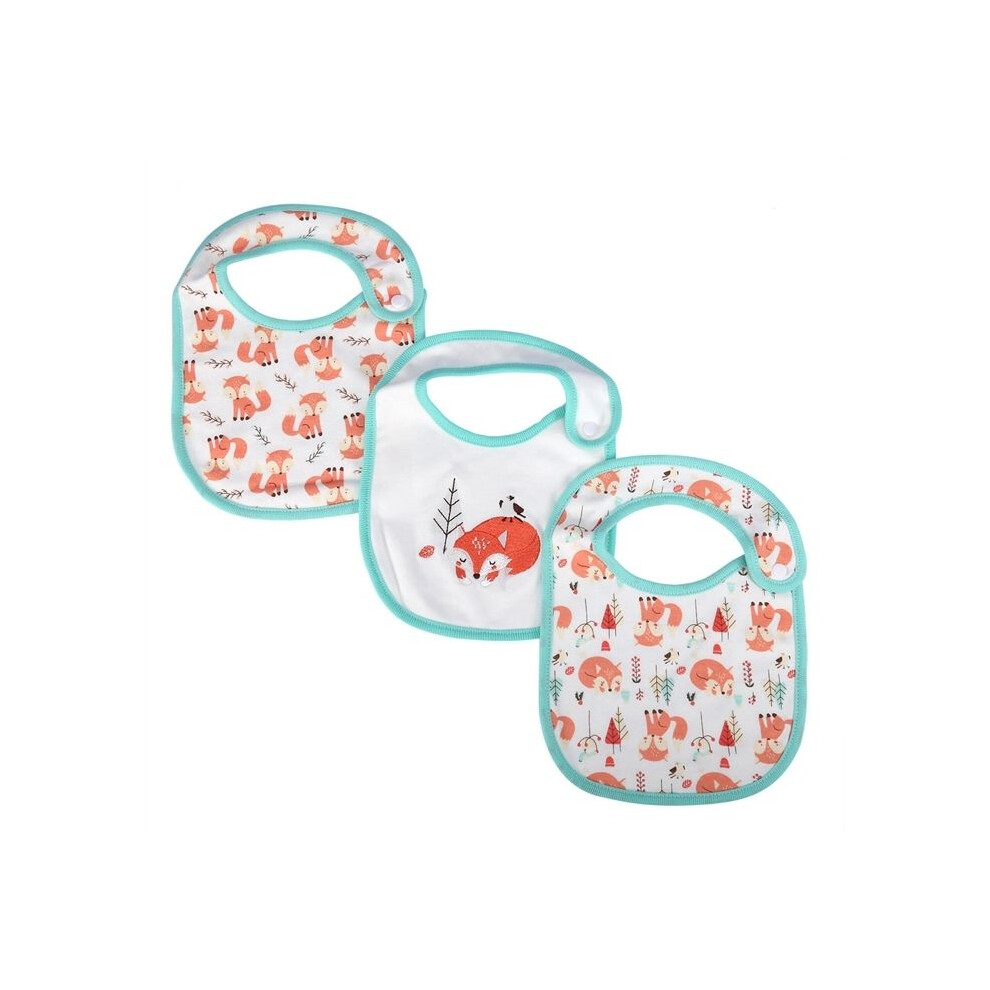 Aihontai Set Of 3 Knitted Cotton Baby Bibs, Soft Newborn Scarf, Fox