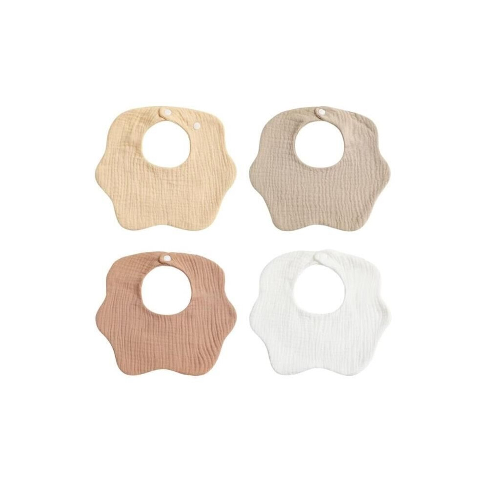 Aihontai Baby Bibs, 4-Piece Set Of Newborn Bibs, Cotton Button Bibs, Nursing Drool Bibs, Suitable For Children 0-2 Years Old