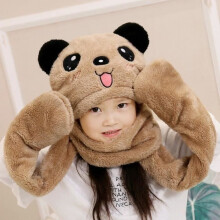 Ensemble trois pièces pour enfants : bonnet, écharpe et gants en peluche épaisse et chaude, idéal pour l'automne et l'hiver.