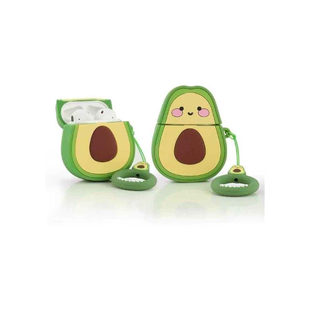 Airpods Case - Avocado - Soft Silicone - 3D Cartoon Design - With Keychain - Compatible With Airpods 1 & 2 9149891812413
