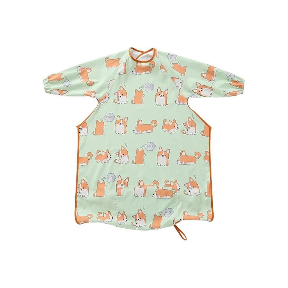 Aihontai Baby Long Sleeve Bib - Green - For 6 Months And Over - Waterproof And Water Resistant
