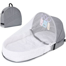 Travel Moses basket, Portable folding Moses basket with mosquito net and canopy, for use in a baby bed, easy to fold and lightweight,