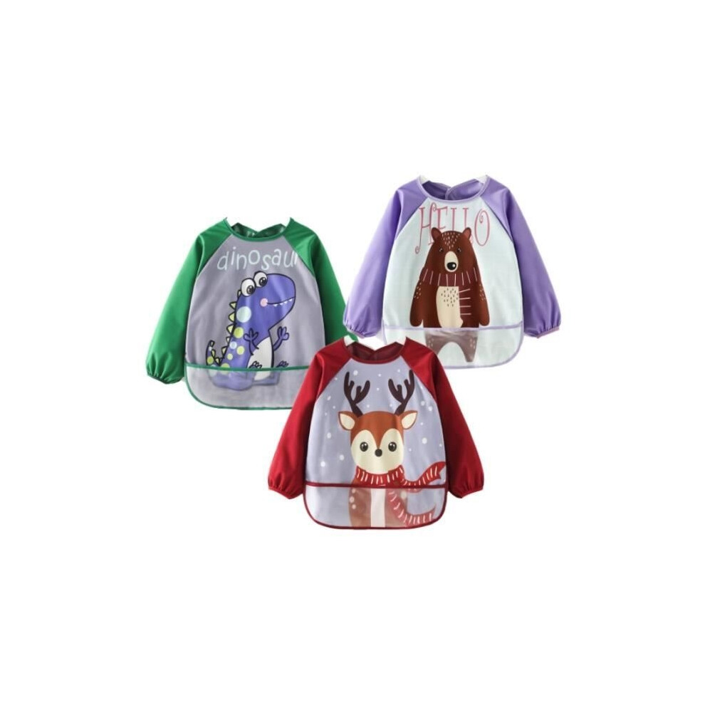 Baby Long Sleeve Bibs, 3-Piece Waterproof Long Sleeve Bib Set, Waterproof Baby Feeding Smock Apron, For Playtime Aihontai