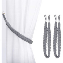Curtain Tiebacks - 2 Pack - Cotton Rope - Grey - 66 cm Length