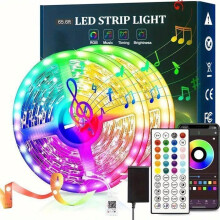 Bande LED RGB de 10 m avec télécommande à 44 touches, synchronisation musicale et application smartphone pour chambre à coucher à personnaliser