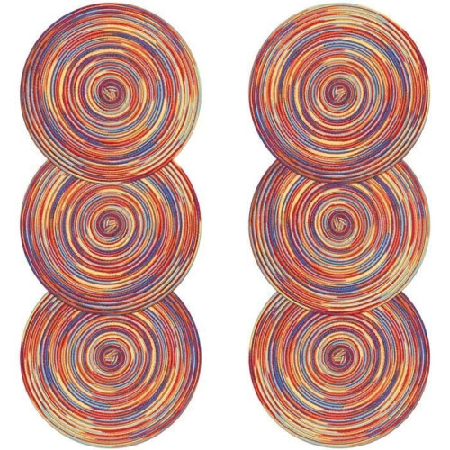 Placemats - Set van 6 - Rond - Wasbaar - Hittebestendig - Rood