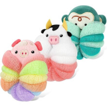 Douchebloem - Niet gespecificeerd - Set van 3 - Luffaspons - Dierendesign - Zacht voor kinderen
