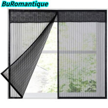 Muggennet - Klittenband - 120x120cm - Insectenwerend - Magnetische bevestiging - Zwart