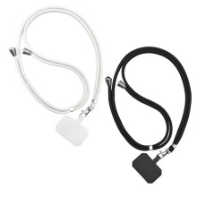 Lot de 2 lanières de cou universelles noires et blanches pour téléphones (Samsung, iPhone, Huawei, Xiaomi) [Légères et robustes]