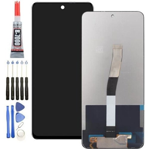 LCD Screen + Complete Touch Screen for Xiaomi Redmi Note 9 Pro/Redmi Note 9s Black + Tool Kit + B7000 Adhesive