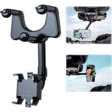 Support de téléphone pour rétroviseur de voiture, support de téléphone portable rotatif à 360, téléphone portable avec miroir A349