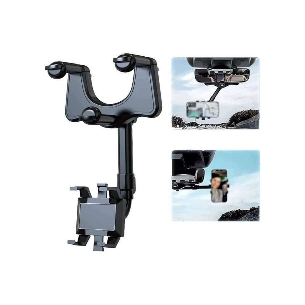Car Rearview Mirror Phone Holder, 360 Rotating Mobile Phone Holder, Mobile Phone With Mirror A349 9149891810938