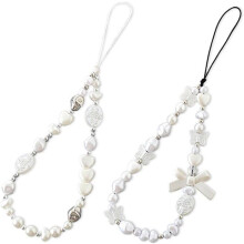 Lanière de téléphone à perles en 2 parties, chaîne anti-perte, cordon bijou pour téléphone portable, bijou pour téléphone, dragonne B