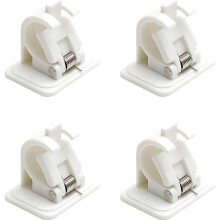 Lot de 4 supports de tringle à rideaux auto-adhésifs, sans perçage - crochets de fixation en plastique réglables pour usage domestique