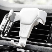Support universel pour téléphone portable, fixation par gravité sur la grille d'aération de voiture, revêtement en cuir, 1 pièce, blanc