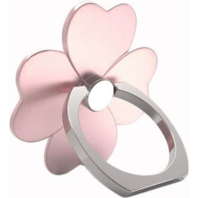 Support de téléphone portable en forme de trèfle à quatre feuilles, anneau en métal doré rose
