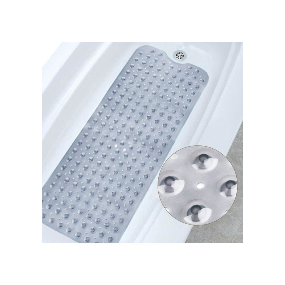 Aihontai Non-Slip Safety Bath Mat 100 X 40 Cm - Kenlumo - Grey - Suitable For Bathtubs And Showers