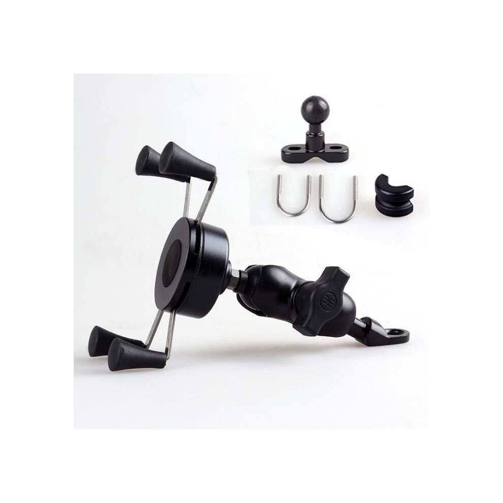 Motorcycle, Tricycle, Electric Vehicle Mobile Phone Holder, X-Type Handlebar Lens Mount For Navigation And Riding - Black 9149891811133