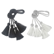 Lot de 2 paires de pinces à rideaux décoratives faites main avec pompons, pour la maison et le bureau