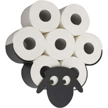 Black metal wall-mounted toilet roll holder in the shape of a sheep - Toilet roll holder for bathroom [234]