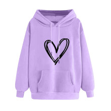 Women's Valentine's Day Sweatshirts Long Sleeve Fleece-Purple M