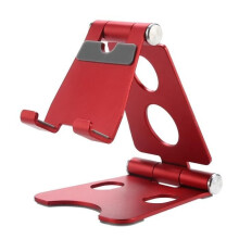 Support de téléphone portable en métal, support pliable et portable, support pour téléphone portable - Support pliable en métal rouge