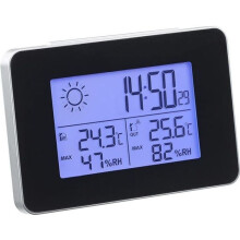Station météo et horloge radiocommandées avec capteur extérieur sans fil