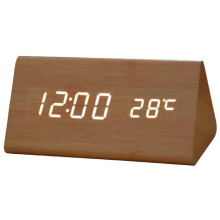 Digitale bureauklok met LED-alarm, thermometer, USB-aansluiting en batterijvoeding.