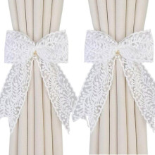 Set of 2 adjustable white bow-shaped curtain tiebacks for home decoration