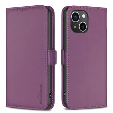 Coque pour iPhone 15, couleur unie, protection professionnelle, antichoc, avec support - Violet foncé