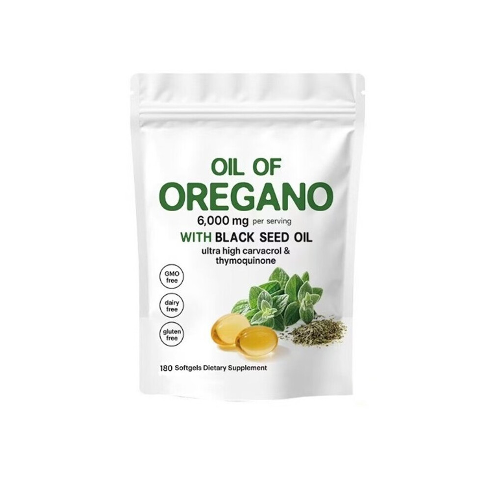 Black (3Pcs) Oregano Oil Softgels, Oil Of Oregano With Seed Softgels, 180 Count