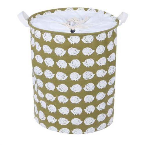 Laundry basket - Hedgehog design - Cotton - Foldable - Waterproof - 34x34x40 cm
