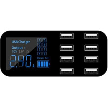 Chargeur de voiture rapide A9S à 8 ports avec écran LCD multi-USB, chargeur de téléphone 12 V et hub USB pour téléphones, tablettes et