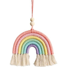 stuk regenboog macramé wanddecoratie, babykamerdecoratie, wanddecoratieartikel, 15 * 30 cm