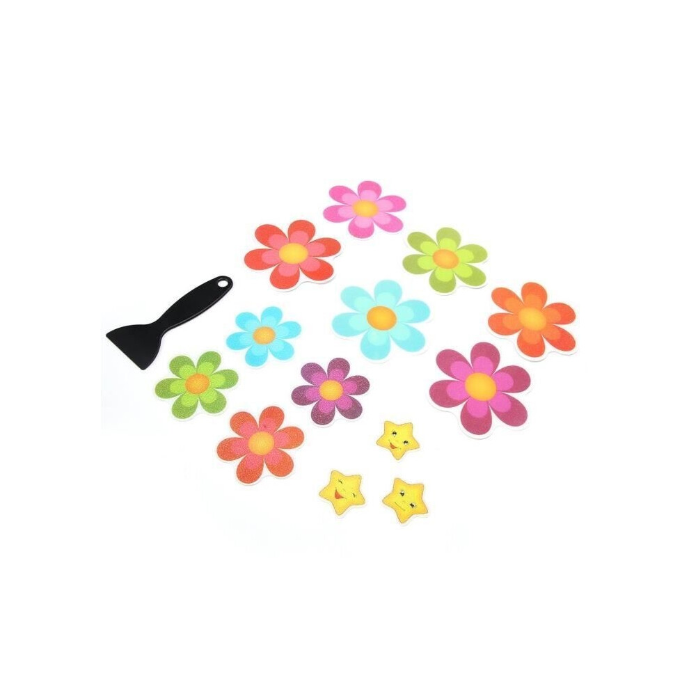 Aihontai 13-Piece Anti-Slip Waterproof Bath Stickers In Flower Shape With Scraper For Bathtub