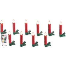 Bougies LED pour sapin de Noël avec télécommande infrarouge - x10 - rouges