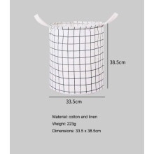 Grands paniers à linge, panier de rangement rond et pliable en coton et lin imperméables (beige)